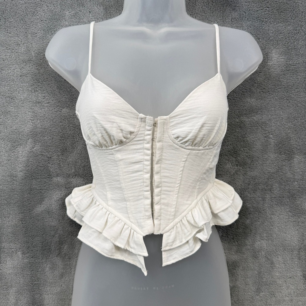ONE CLOTHING Corset Peplum Ruffle‎ Camisole Top Balletcore Fairy Sz XS